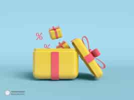 Kostenlose PSD e-commerce-promo-geschenkbox-symbol isoliert 3d-render-illustration