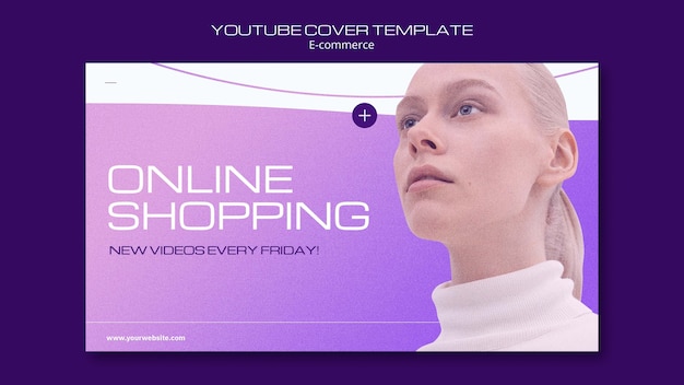 Kostenlose PSD e-commerce-youtube-cover-vorlage mit farbverlauf
