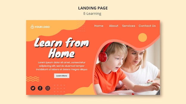Kostenlose PSD e landingpage-thema lernen