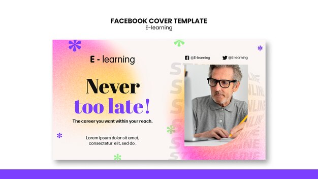 E-Learning-Facebook-Cover-Vorlage mit Farbverlauf