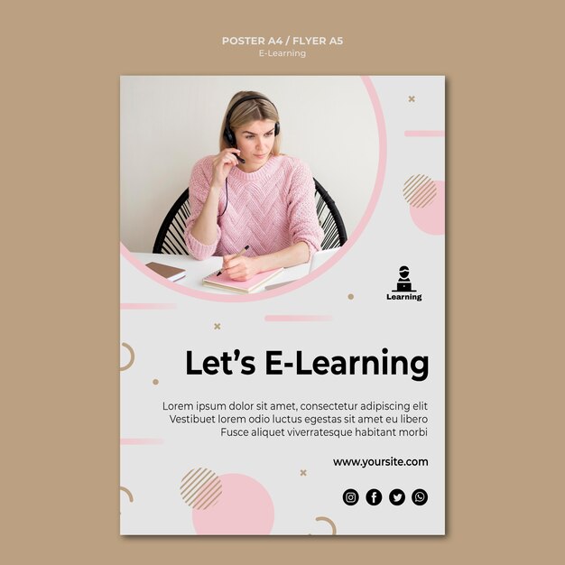 E-Learning-Konzept im Poster-Stil