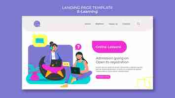 Kostenlose PSD e-learning-landing-page-vorlage mit flachem design