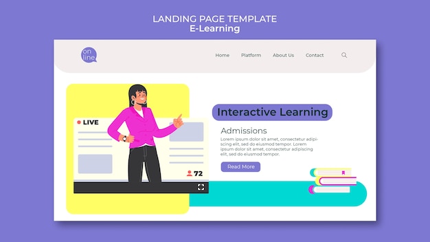 E-learning-landing-page-vorlage mit flachem design