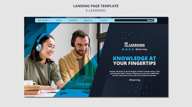 Kostenlose PSD e-learning-landingpage-vorlagendesign