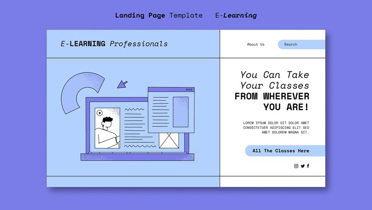 Kostenlose PSD e-learning-vorlage mit flachem design