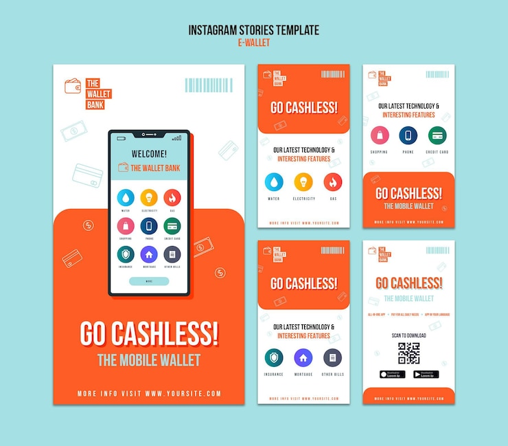 Kostenlose PSD e-wallet instagram stories vorlage