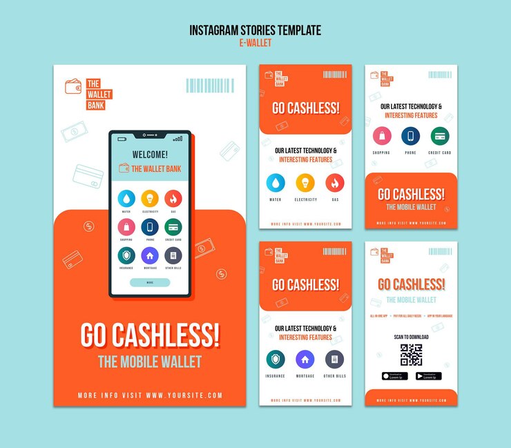 Kostenlose PSD e-wallet instagram stories vorlage