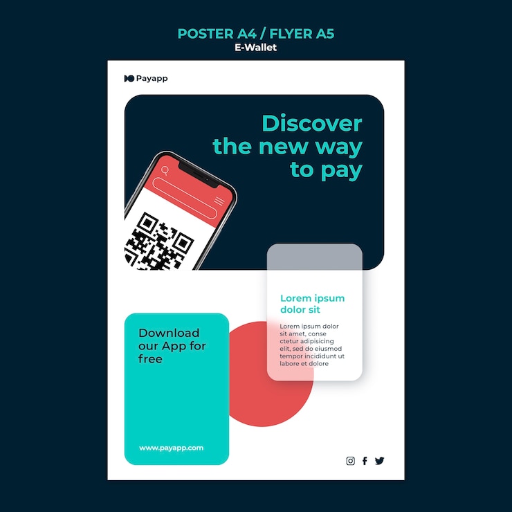 Kostenlose PSD e-wallet-poster-designvorlage