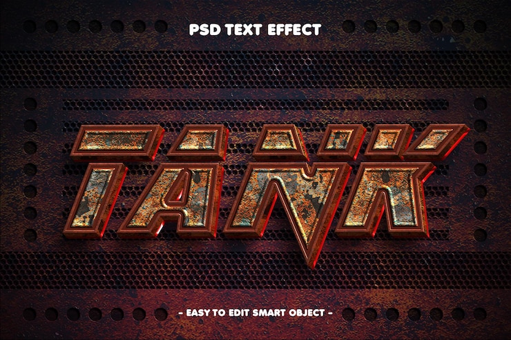 Kostenlose PSD editierbarer texteffekt für den tank