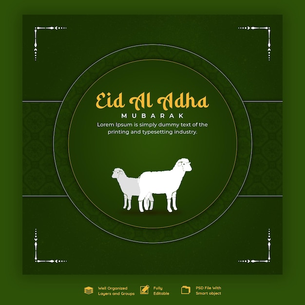 Kostenlose PSD eid al adha mubarak islamisches festival social media banner vorlage