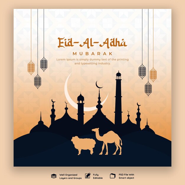 Eid al Adha Mubarak islamisches Festival Social Media Banner Vorlage