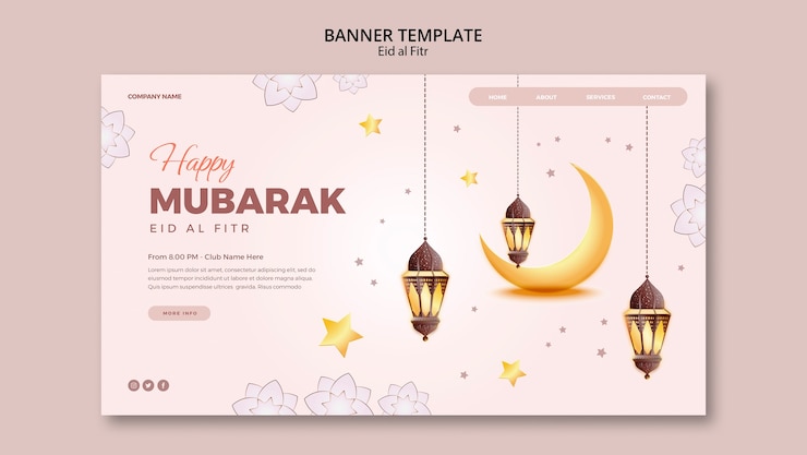 Kostenlose PSD eid al-fitr-vorlage im flachen design