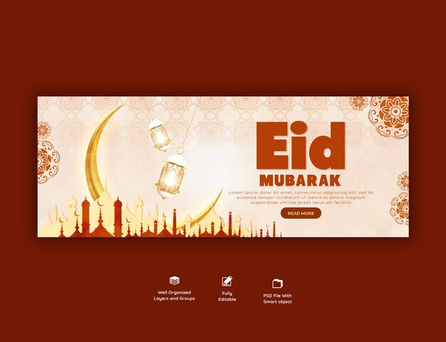 Eid Mubarak und Eid ul Fitr Facebook-Cover-Vorlage