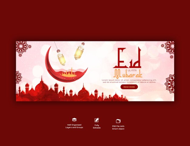 Eid Mubarak und Eid ul Fitr Facebook-Cover-Vorlage