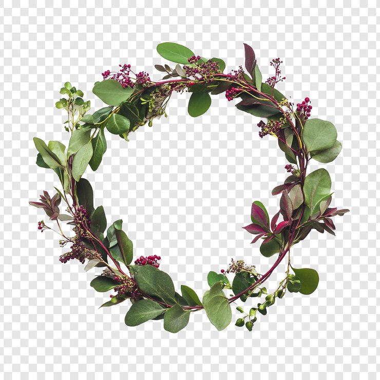 Kostenlose PSD ein eleganter blumenkranz eine kreisförmige anordnung von grün und beeren