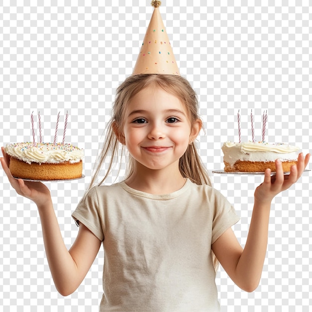 Ein entzückendes kleines Mädchen mit zwei Geburtstagskuchen
