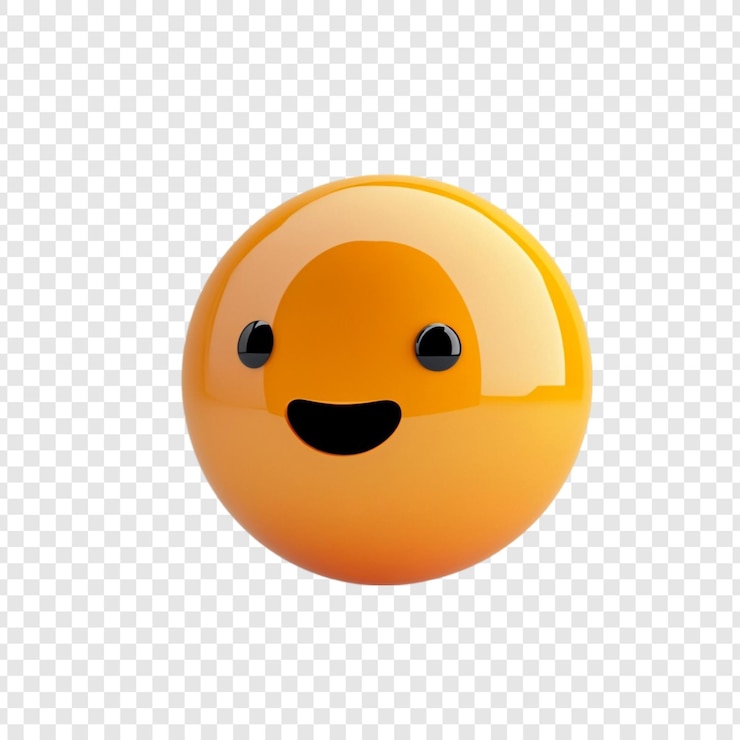 Kostenlose PSD ein glückliches orangefarbenes 3d-emoji, das ein süßes lächeln, ein helles, fröhliches, positives emoticon, eine digitale kunst-grafik-design-illustration darstellt