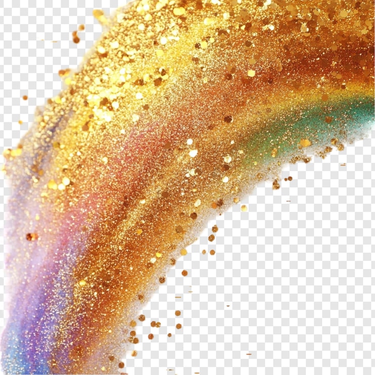 Kostenlose PSD ein goldener, glitzerndes regenbogen funkelt auf einem festlichen hintergrund