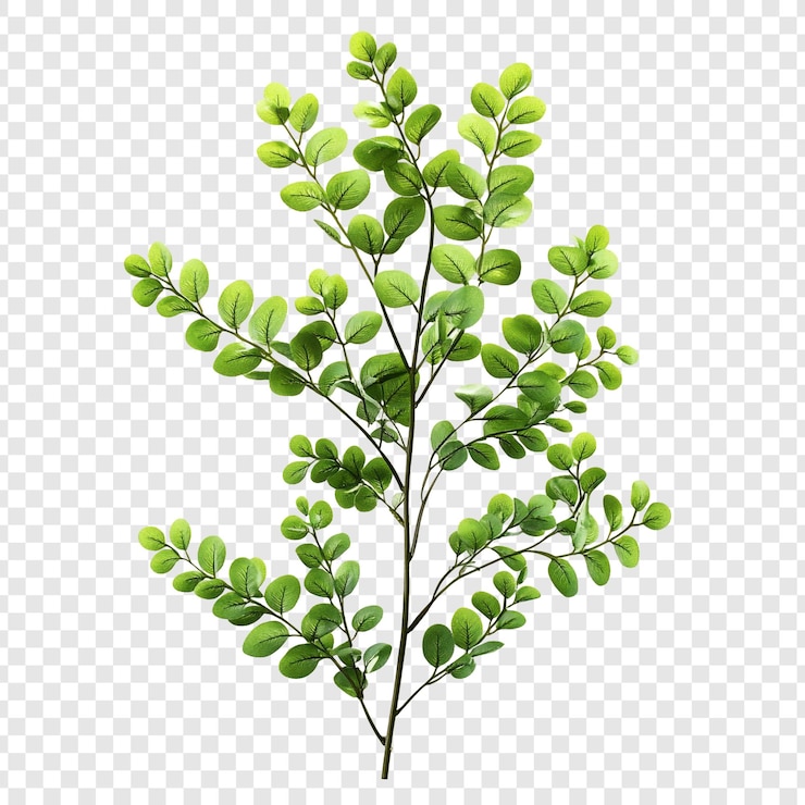 Kostenlose PSD ein lebendiger grüner zweig mit üppigem laub eine detaillierte botanische illustration