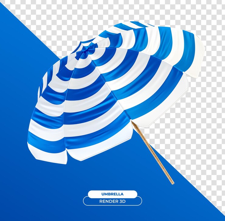 Kostenlose PSD ein realistischer blau-weißer schirm auf durchsichtigem hintergrund
