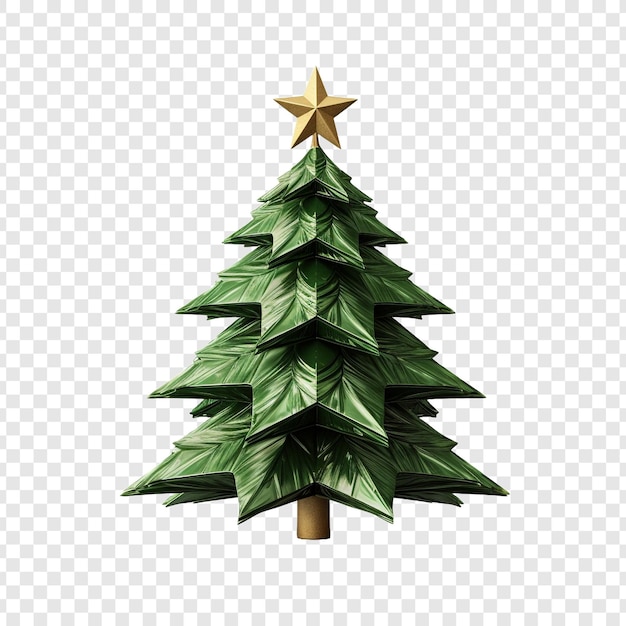 Kostenlose PSD ein weihnachtsbaum mit einem stern, der auf einem transparenten hintergrund isoliert ist