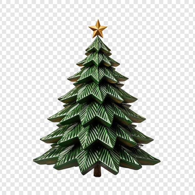 Kostenlose PSD ein weihnachtsbaum mit einem stern, der auf einem transparenten hintergrund isoliert ist