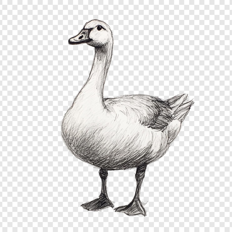 Kostenlose PSD eine detaillierte bleistiftzeichnung einer gans
