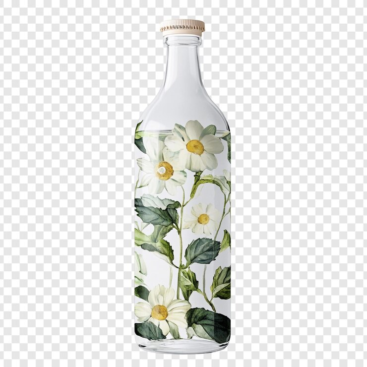 Kostenlose PSD eine glasflasche mit blumen - eine botanische freude