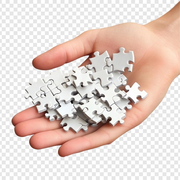 Eine Handvoll Puzzle-Stücke Eine Metapher für Herausforderungen und Lösungen