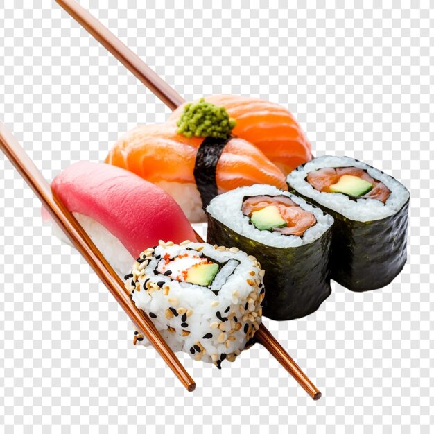 Eine köstliche Sushi-Sortiment mit Stöcken