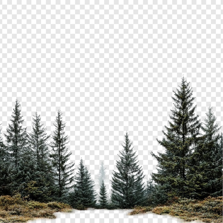 Kostenlose PSD eine ruhige winterwaldlandschaft, majestätische immergrüne bäume in einem nebligen winterwunderland