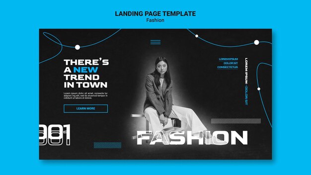 Einfarbige Landingpage-Vorlage für Modetrends mit Frau
