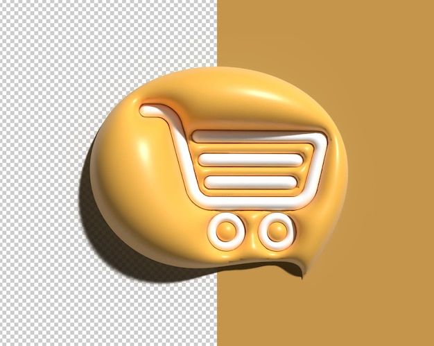 Einkaufswagen 3d render icon design transparente psd-datei.