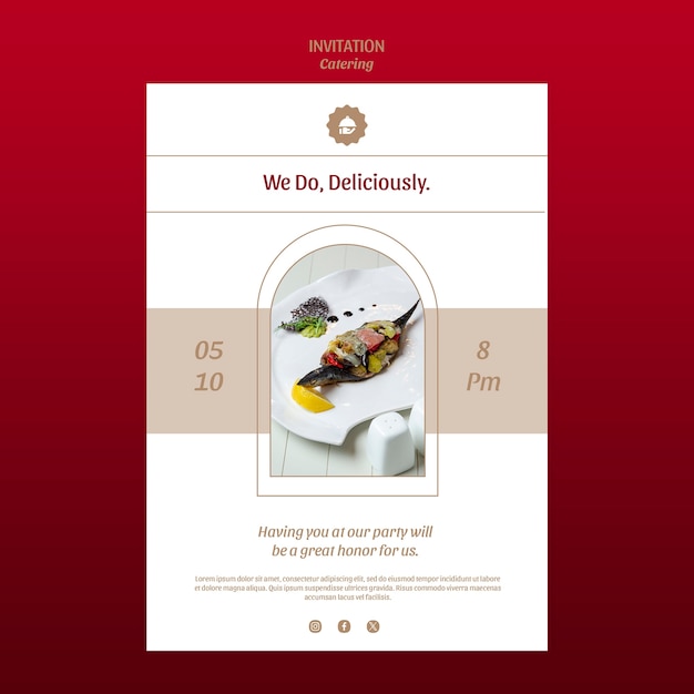 Einladungsformular für catering-dienstleistungen im flat-design