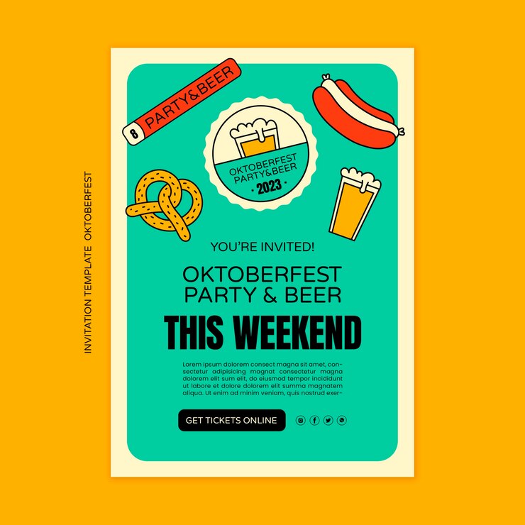Kostenlose PSD einladungsvorlage für das oktoberfest-bierfest
