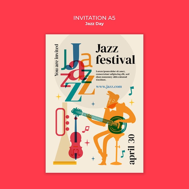Kostenlose PSD einladungsvorlage für den jazz-tag