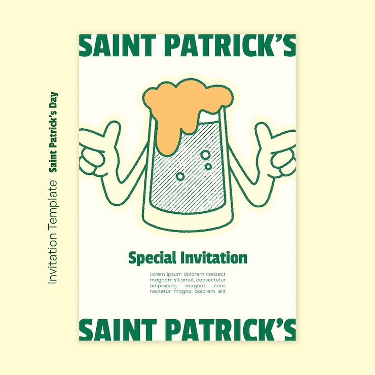 Kostenlose PSD einladungsvorlage für die feier des st. patrick's day.