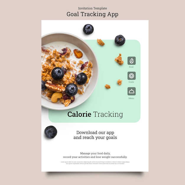 Kostenlose PSD einladungsvorlage für die zielverfolgungs-app