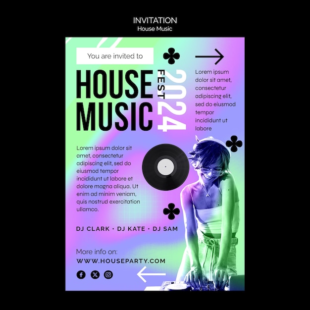 Einladungsvorlage für House-Musikpartys