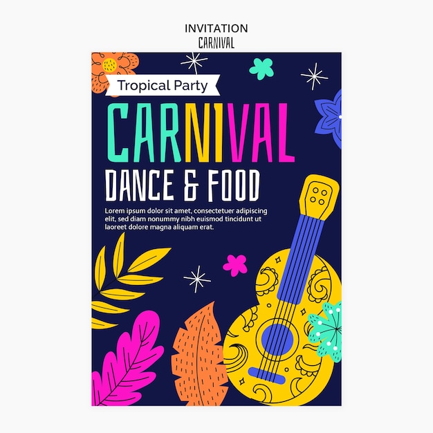 Kostenlose PSD einladungsvorlage für karnevalsfeiern