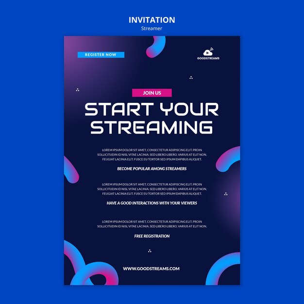 Einladungsvorlage für Verlaufsstreamer