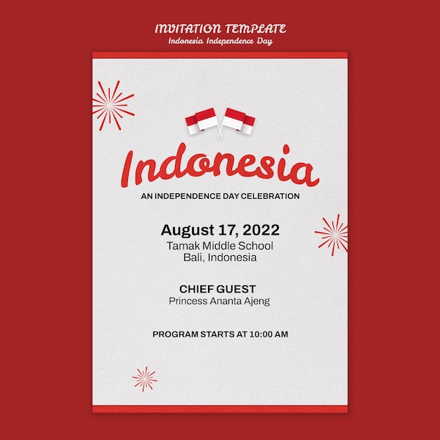 Kostenlose PSD einladungsvorlage zum unabhängigkeitstag indonesiens