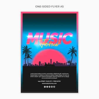 Einseitiger a5-flyer für das musikfestival der 80er