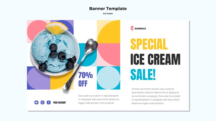 Kostenlose PSD eiscreme-schablonenbanner