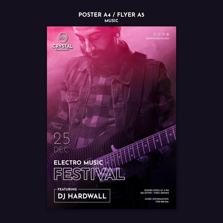 Kostenlose PSD electro music festival flyer vorlage