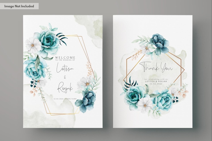 Kostenlose PSD elegante aquarell-einladungskarte mit tosca-blume und blättern