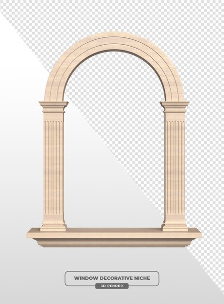 Elegante architektonische Fensternische mit gewölbter Oberseite 3D-Rendering