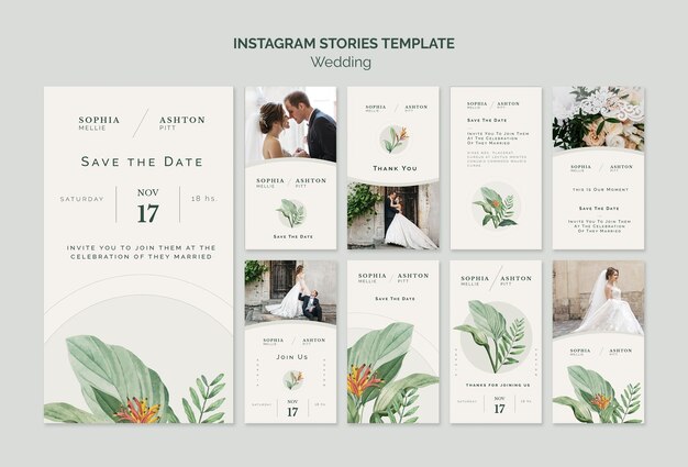 Elegante Hochzeit Instagram Geschichten Vorlage