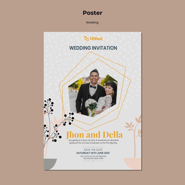 Elegante Hochzeitsplakatschablone