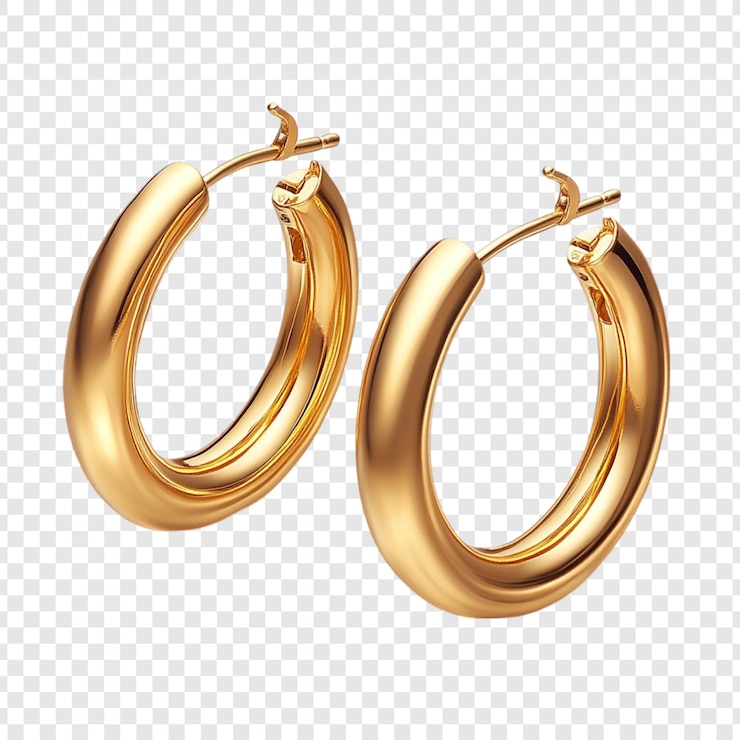Kostenlose PSD elegante ohrringe mit goldenen reifen ein paar exquisit gefertigte goldreifen